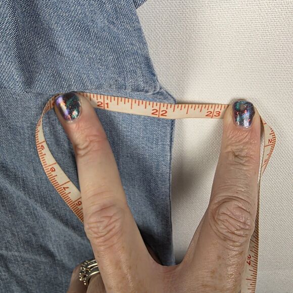 J. Jill Denim Chambray Wash Split Neck Popover Tunic Top Women’s Large Petite - Picture 5 of 6